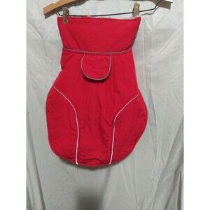 Red and Soft Gray Puffy Dog Jacket/Vest Size L
